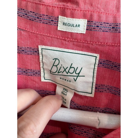 Bixby Nomad Mens XXL Short Sleeve Button Up Shirt Pink Blue Stripe - Picture 4 of 4